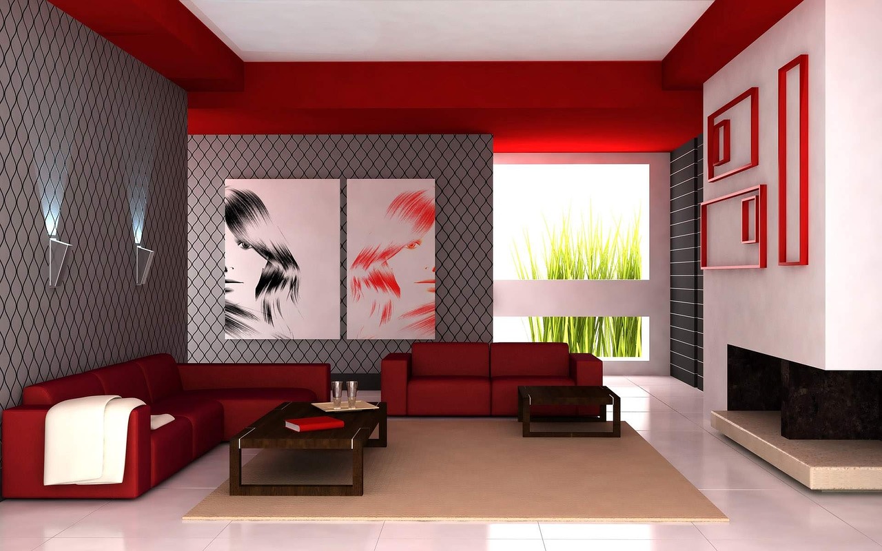 living-room-dnevni-boravak-crvena-boja-domnakvadrat