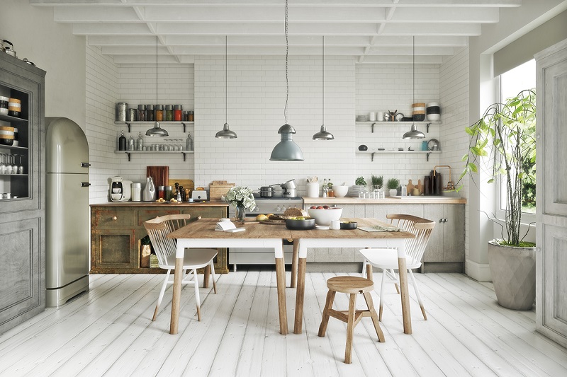 kuhinja i blagovaonica u skandinavskom stilu