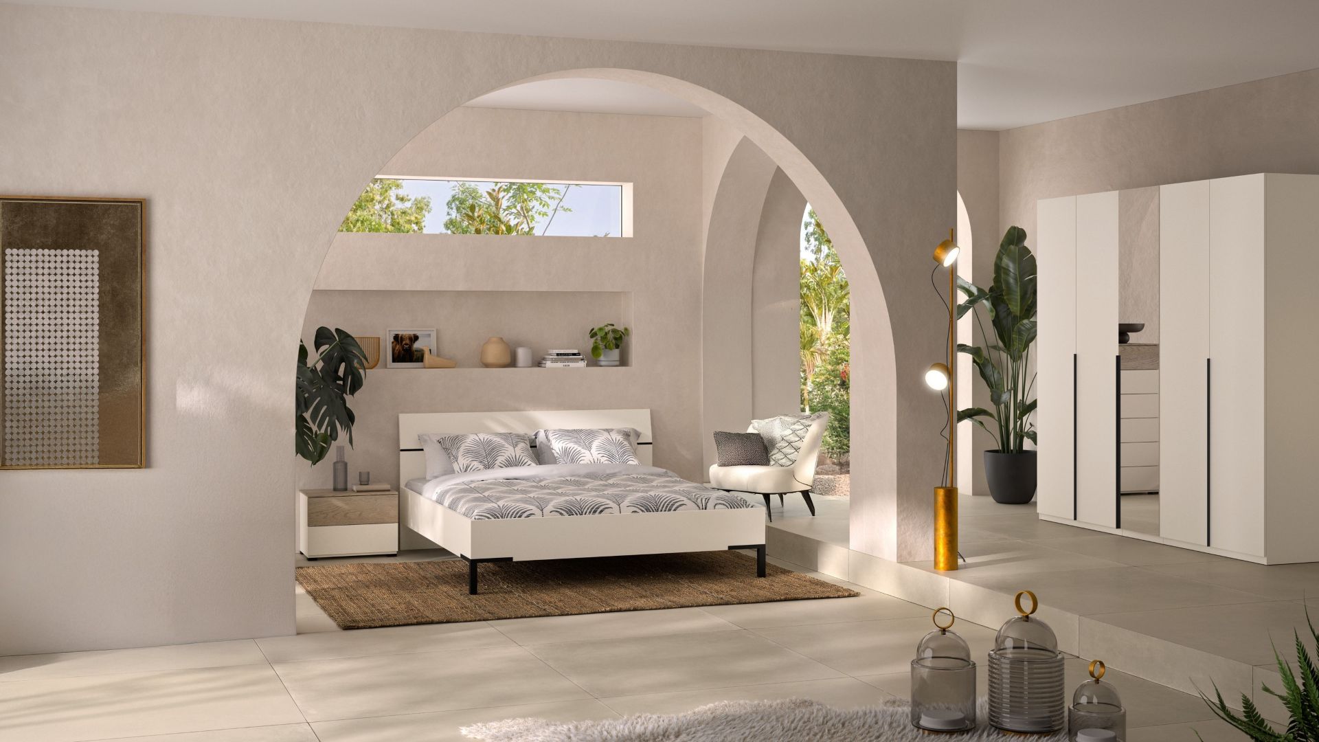 lesnina bež spavaća soba